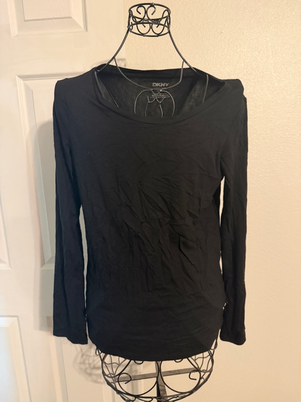 DKNY Black Long Sleeve Boatneck Shirt